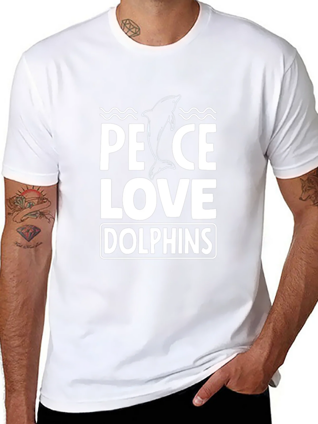 Peace Love Dolphins T-Shirt - Black product image 2