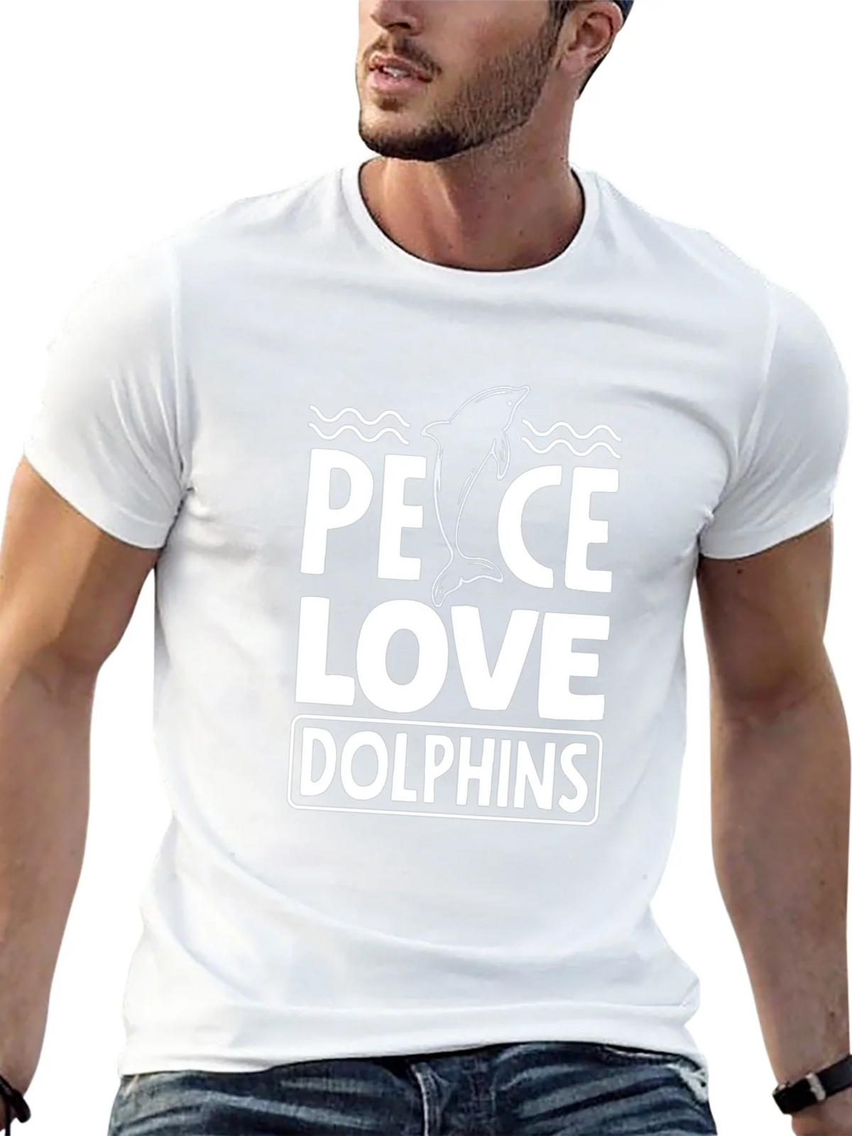 Peace Love Dolphins T-Shirt - Black product image 4