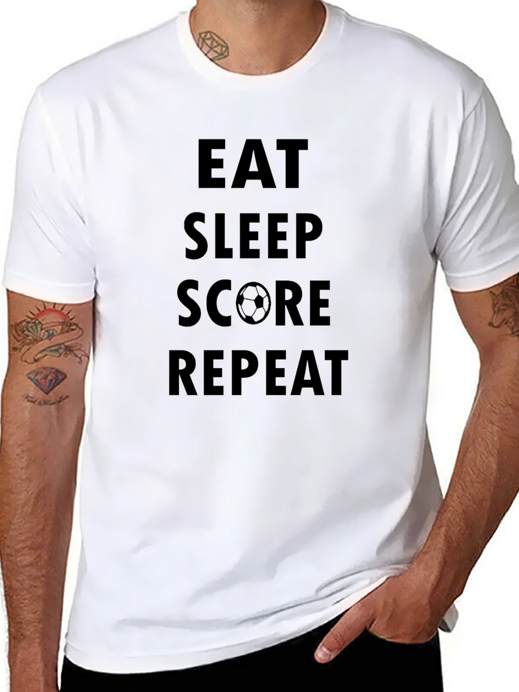 Eat Sleep Score Repeat Black T-Shirt product image 7