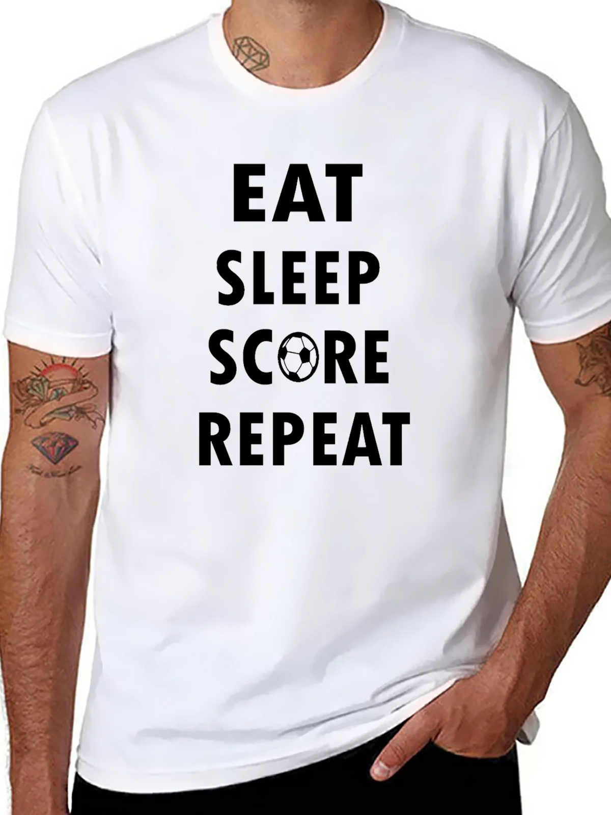 Eat Sleep Score Repeat Black T-Shirt product image 7