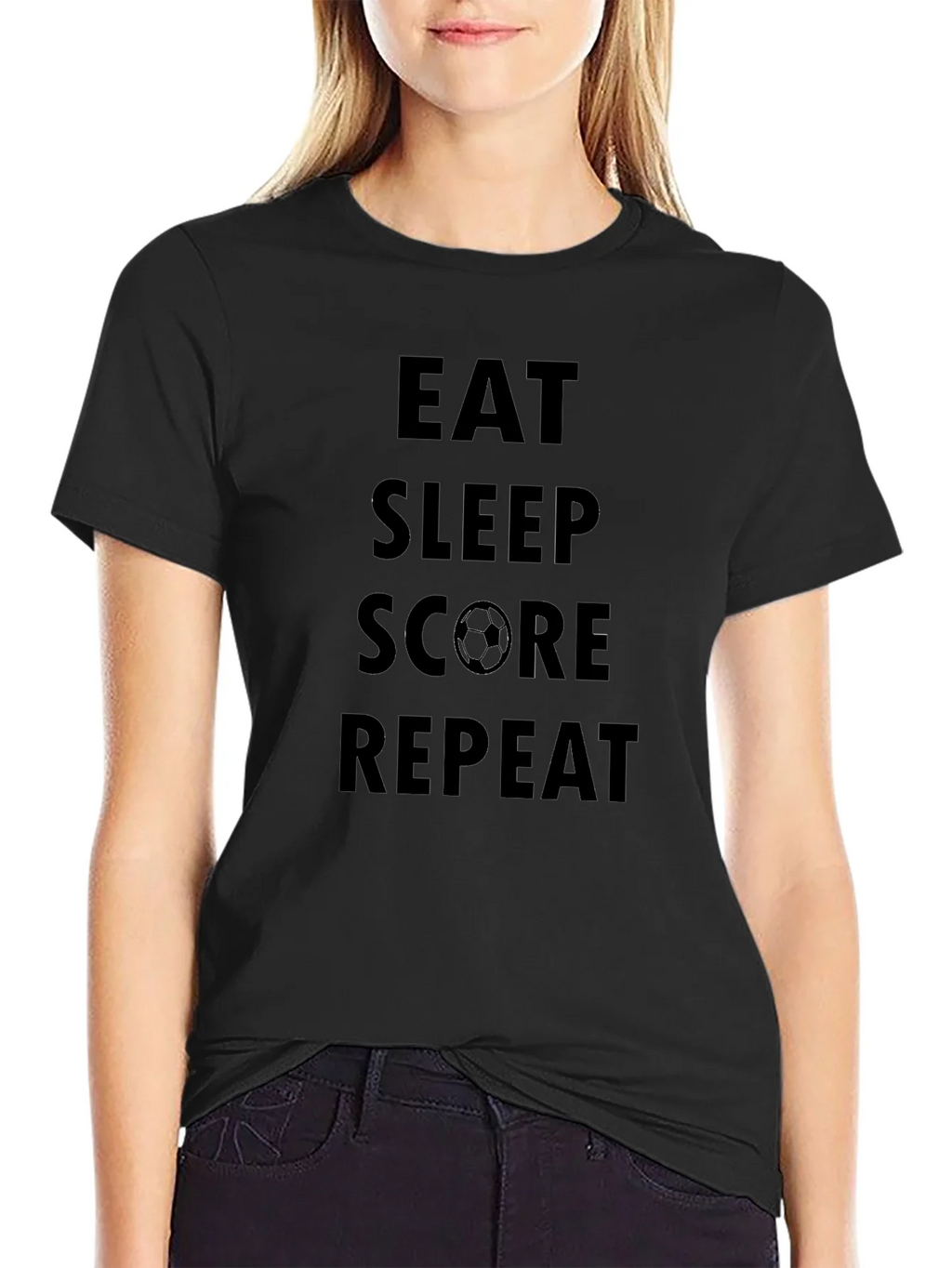Eat Sleep Score Repeat Black T-Shirt product image 2