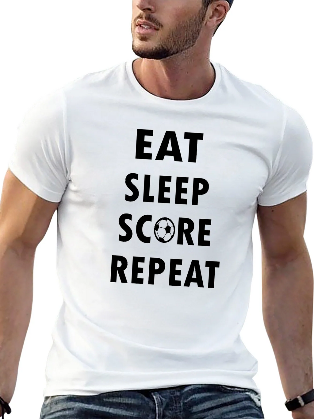 Eat Sleep Score Repeat Black T-Shirt product image 11