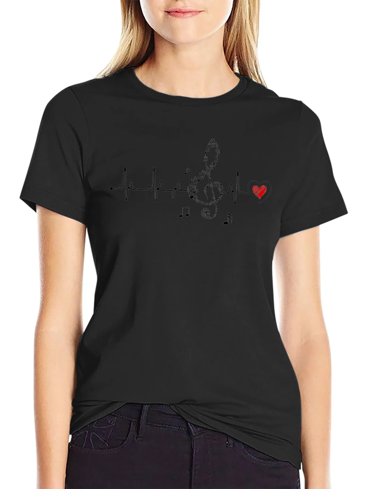Musical Heartbeat Graphic T-Shirt - Black product image 2