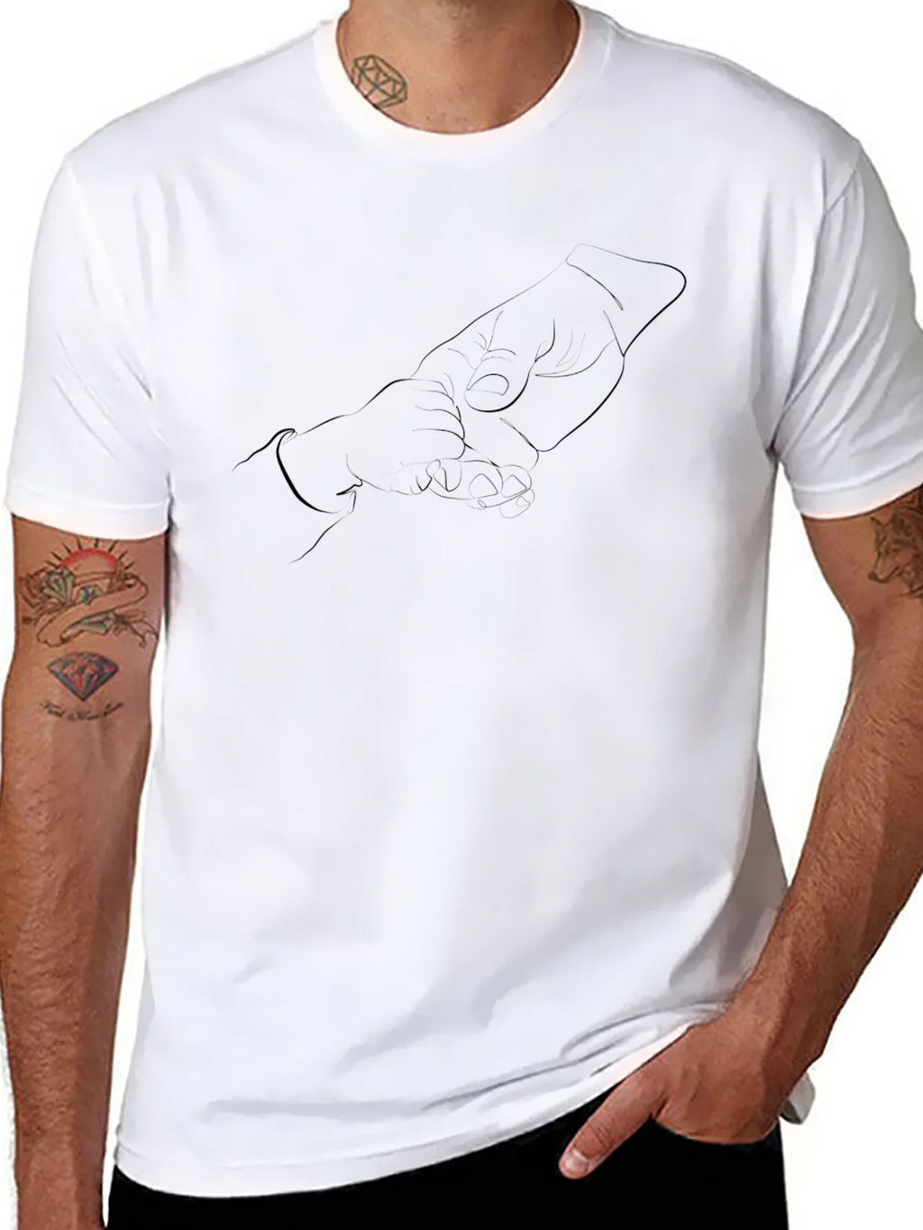 Mens Black Graphic Tee - Hands Design product image 7