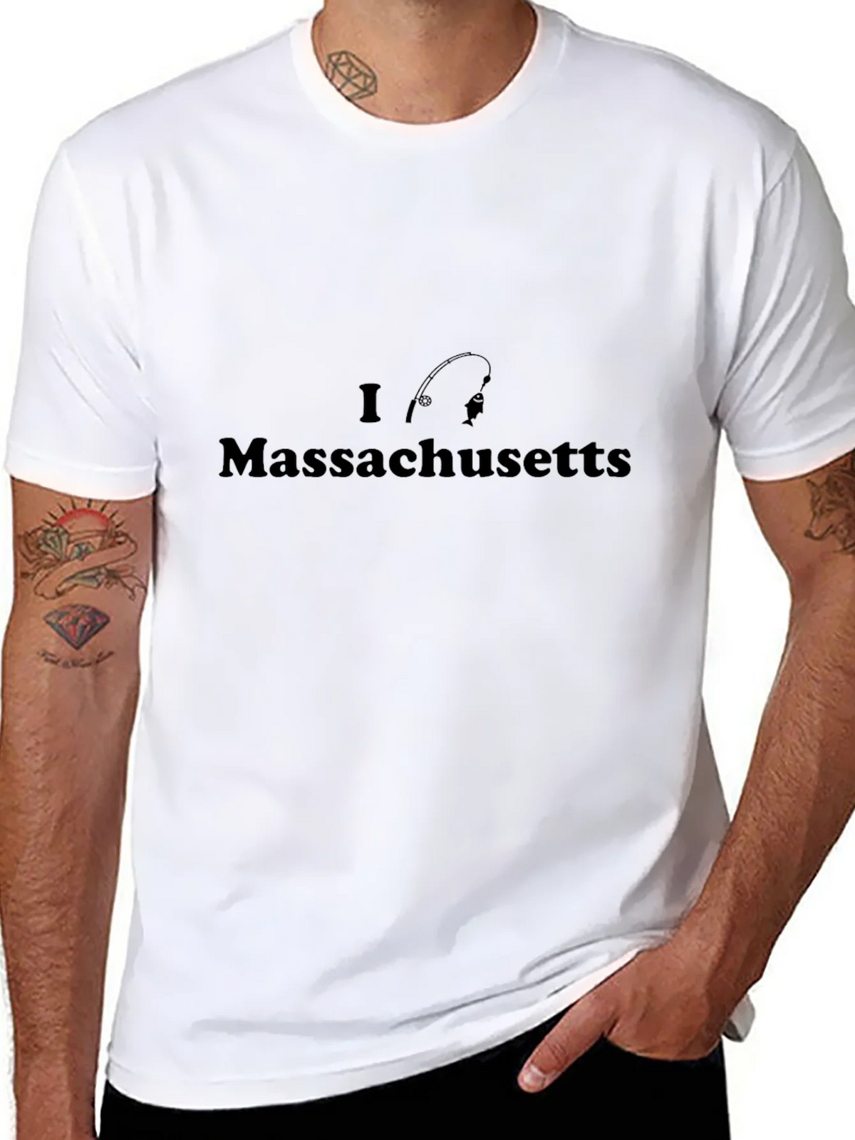 I Love Massachusetts Fishing T-Shirt product image 7