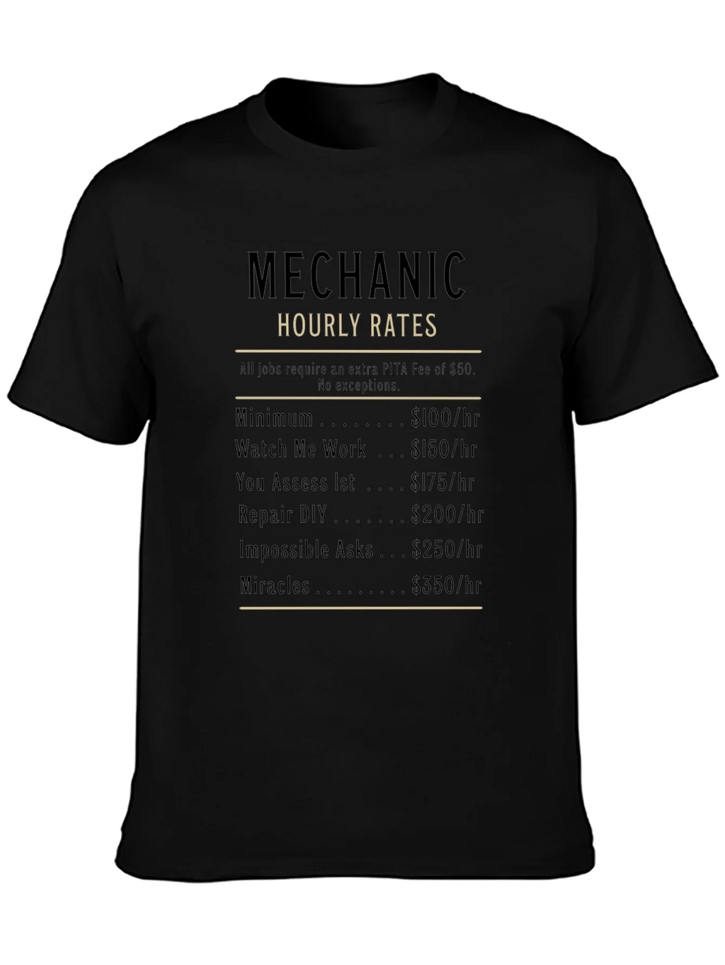 Mechanic Hourly Rates Funny Graphic T-Shirt product image 3