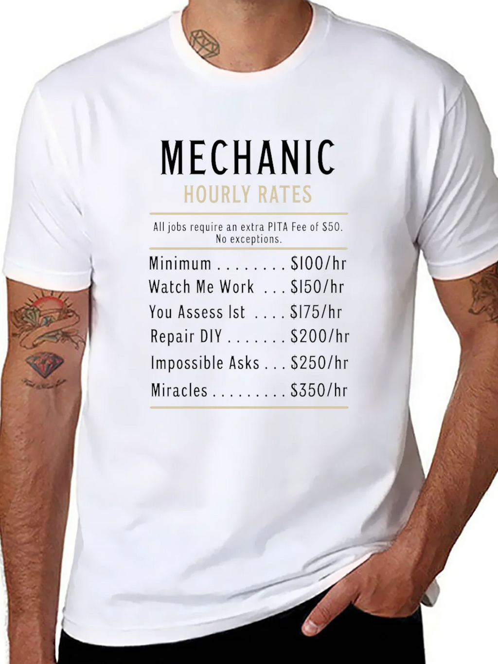 Mechanic Hourly Rates Funny Graphic T-Shirt product image 7