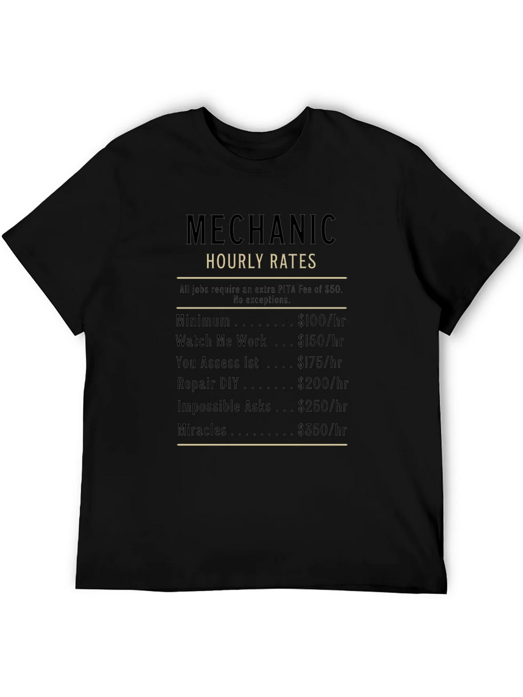 Mechanic Hourly Rates Funny Graphic T-Shirt product image 5