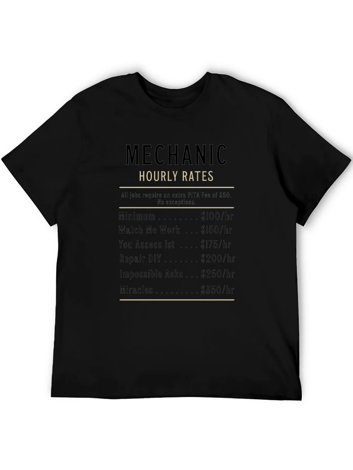 Mechanic Hourly Rates Funny Graphic T-Shirt product image 5