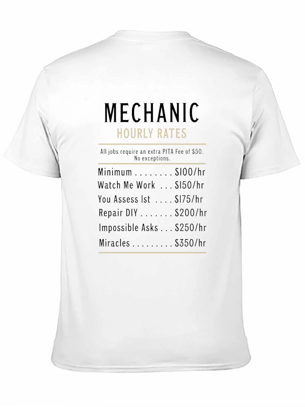 Mechanic Hourly Rates Funny Graphic T-Shirt product image 9