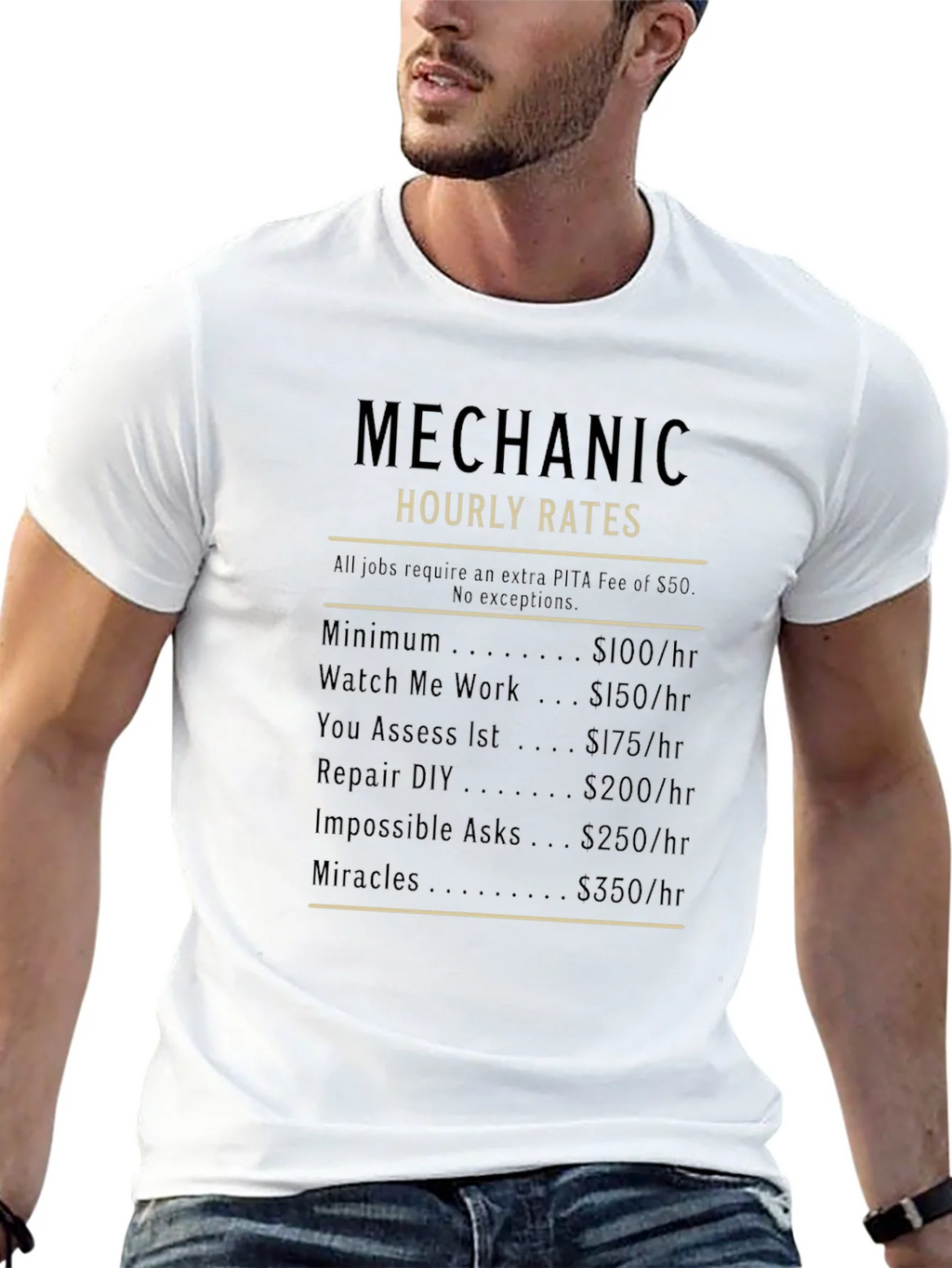 Mechanic Hourly Rates Funny Graphic T-Shirt product image 10