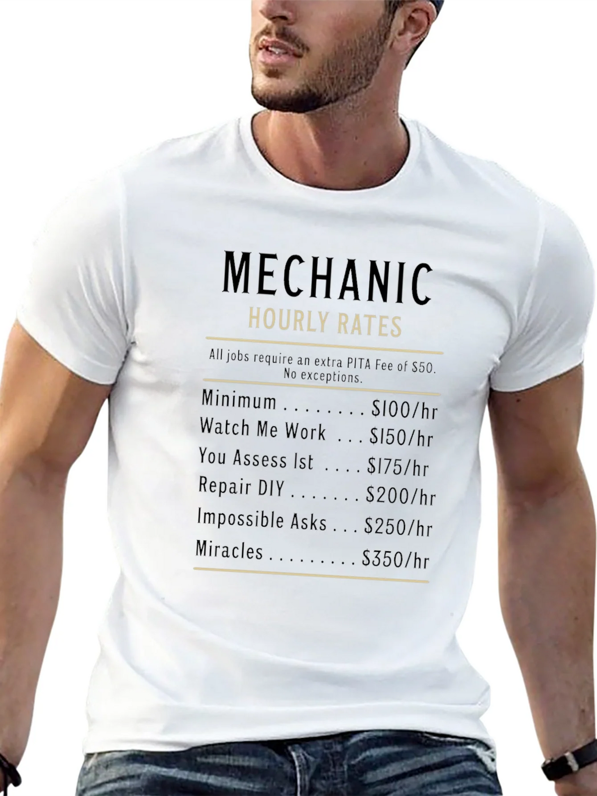 Mechanic Hourly Rates Funny Graphic T-Shirt product image 10