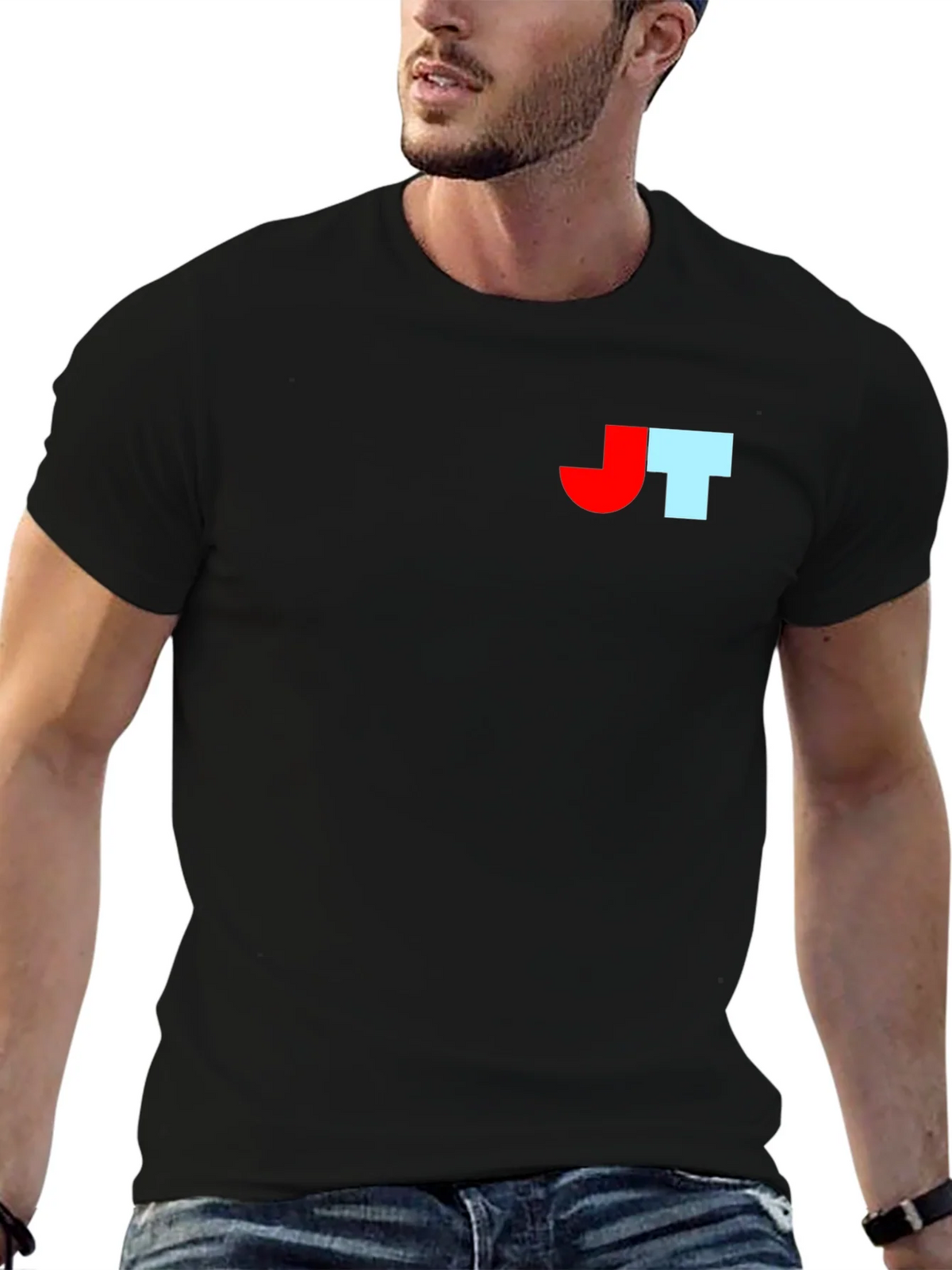 Black T-Shirt with Bold Initial Logo product image 1
