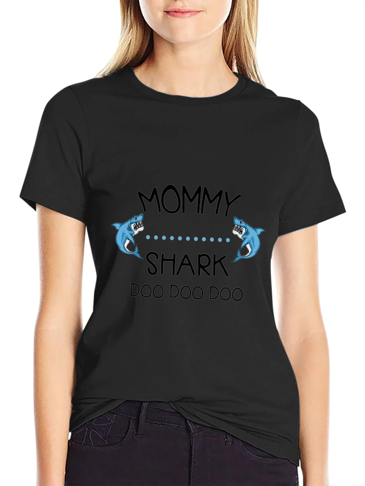 Mommy Shark Black Graphic T-Shirt product image 2