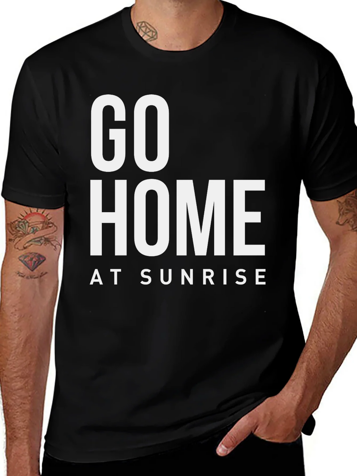 Go Home at Sunrise Graphic Tee - Black Cotton T-Shirt product image 1