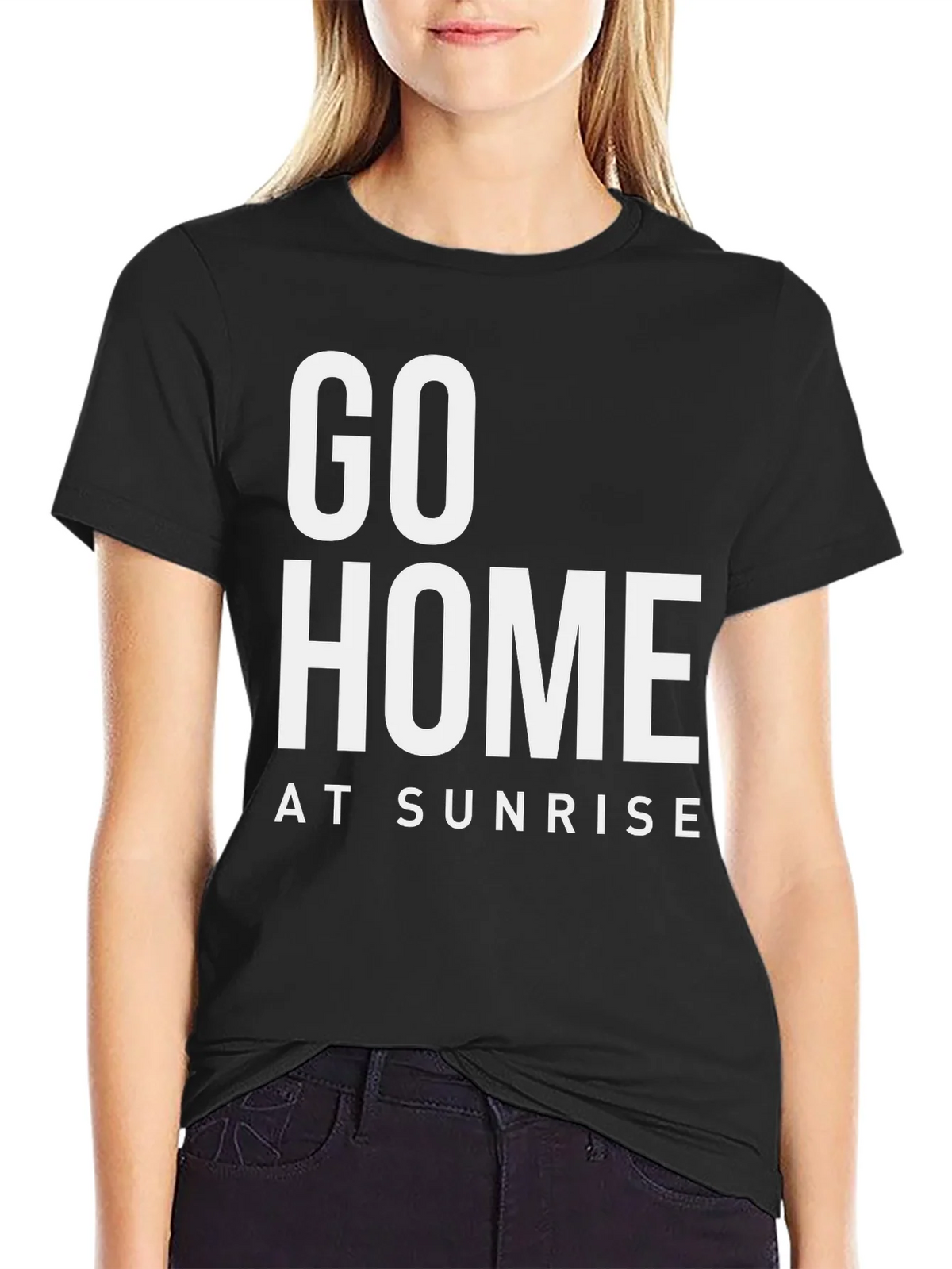 Go Home at Sunrise Graphic Tee - Black Cotton T-Shirt product image 2
