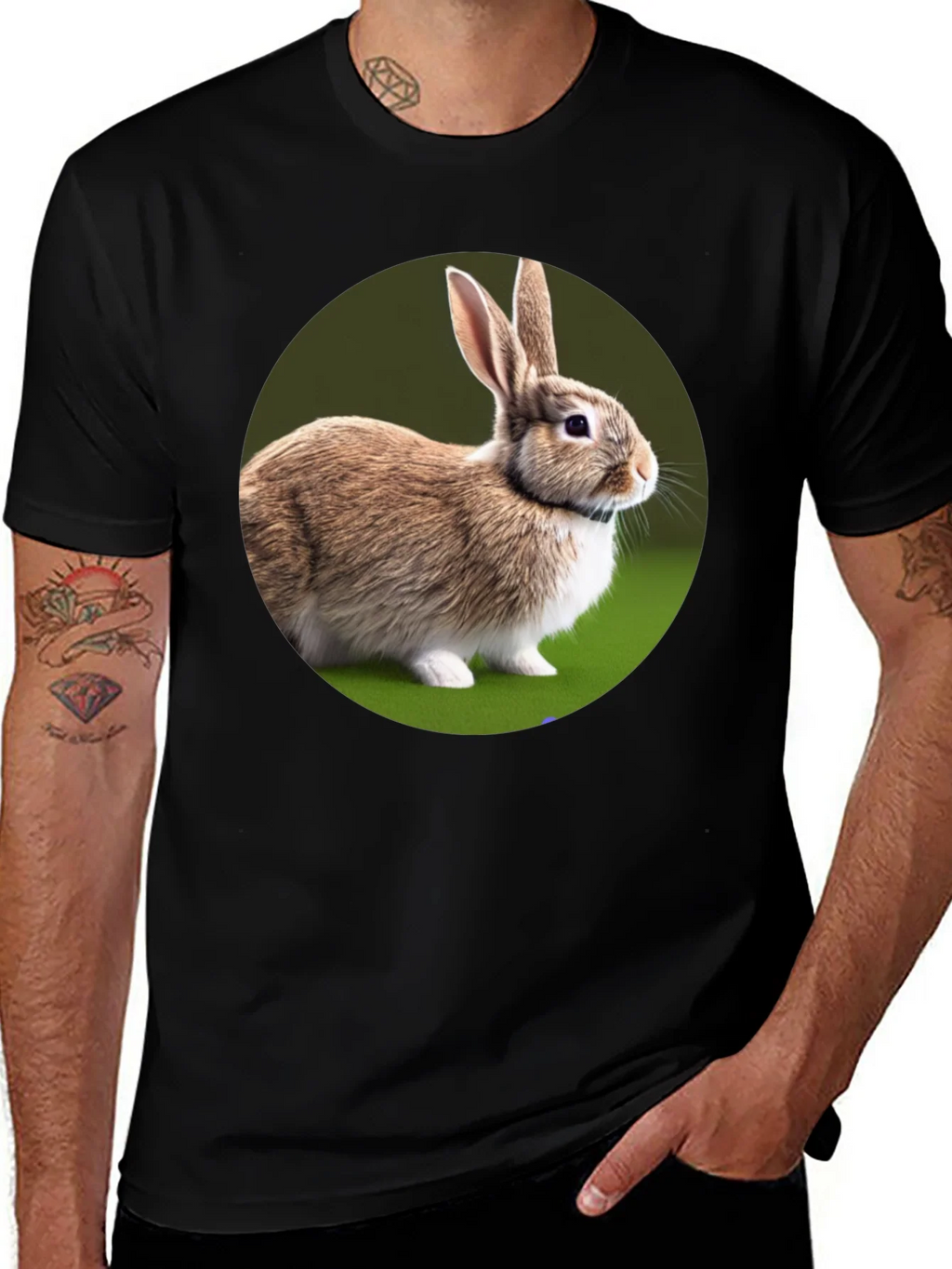 Cute Rabbit Graphic Tee - Soft Cotton Black T-Shirt product image 1