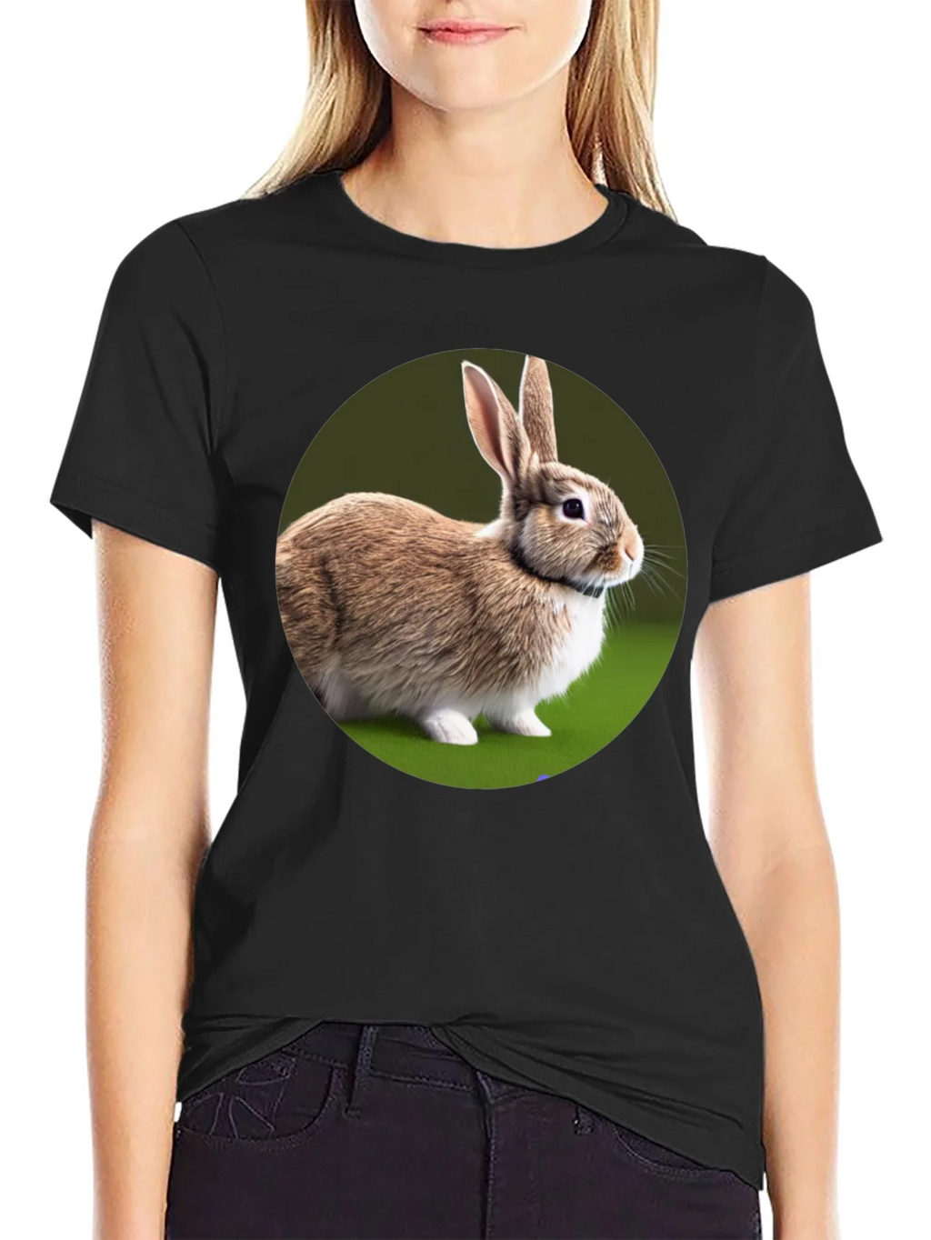 Cute Rabbit Graphic Tee - Soft Cotton Black T-Shirt product image 2