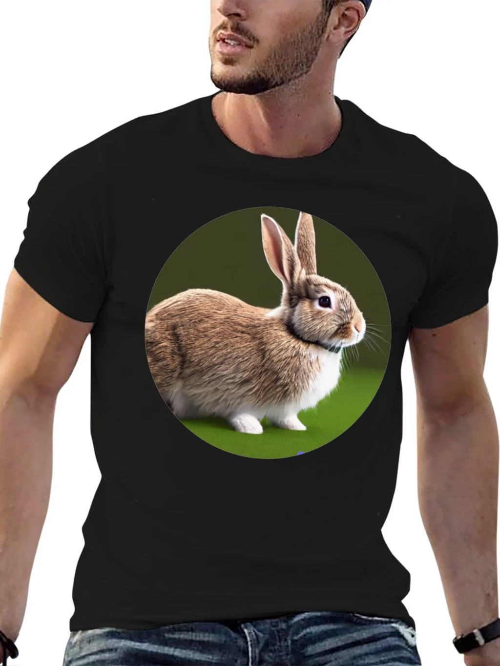 Cute Rabbit Graphic Tee - Soft Cotton Black T-Shirt product image 6