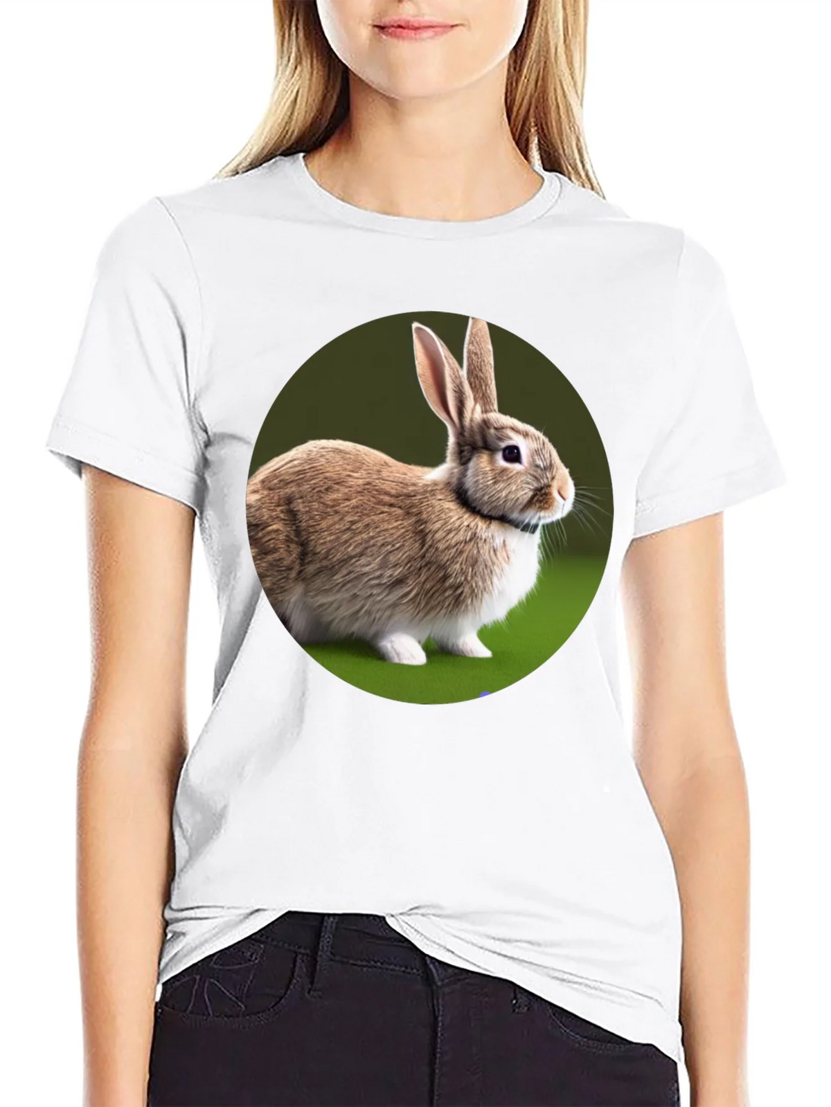 Cute Rabbit Graphic Tee - Soft Cotton Black T-Shirt product image 8