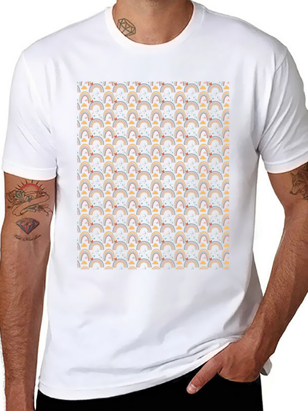 Rainbow Pattern Crew Neck T-Shirt product image 7