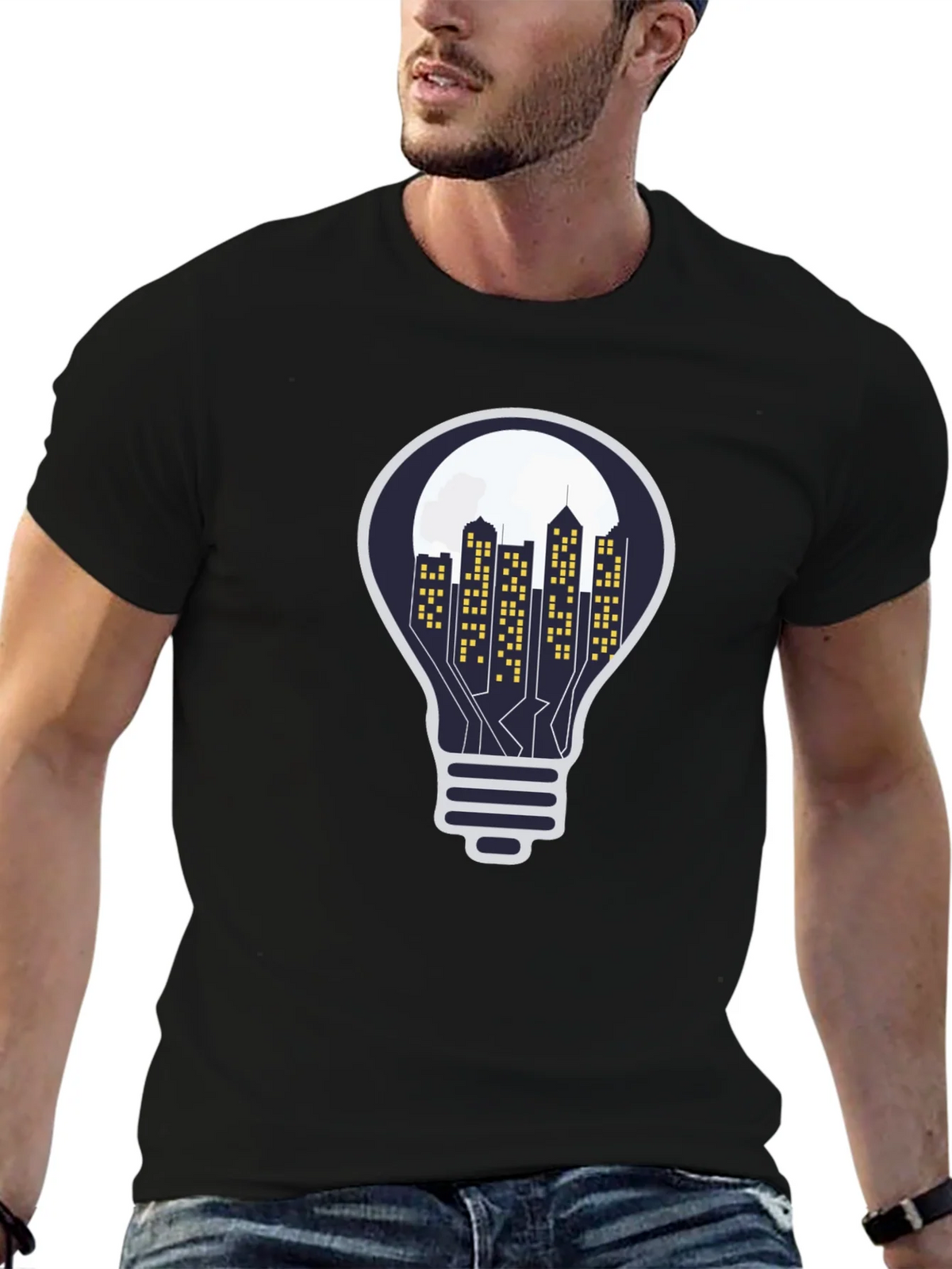 Cityscape Light Bulb T-Shirt product image 4