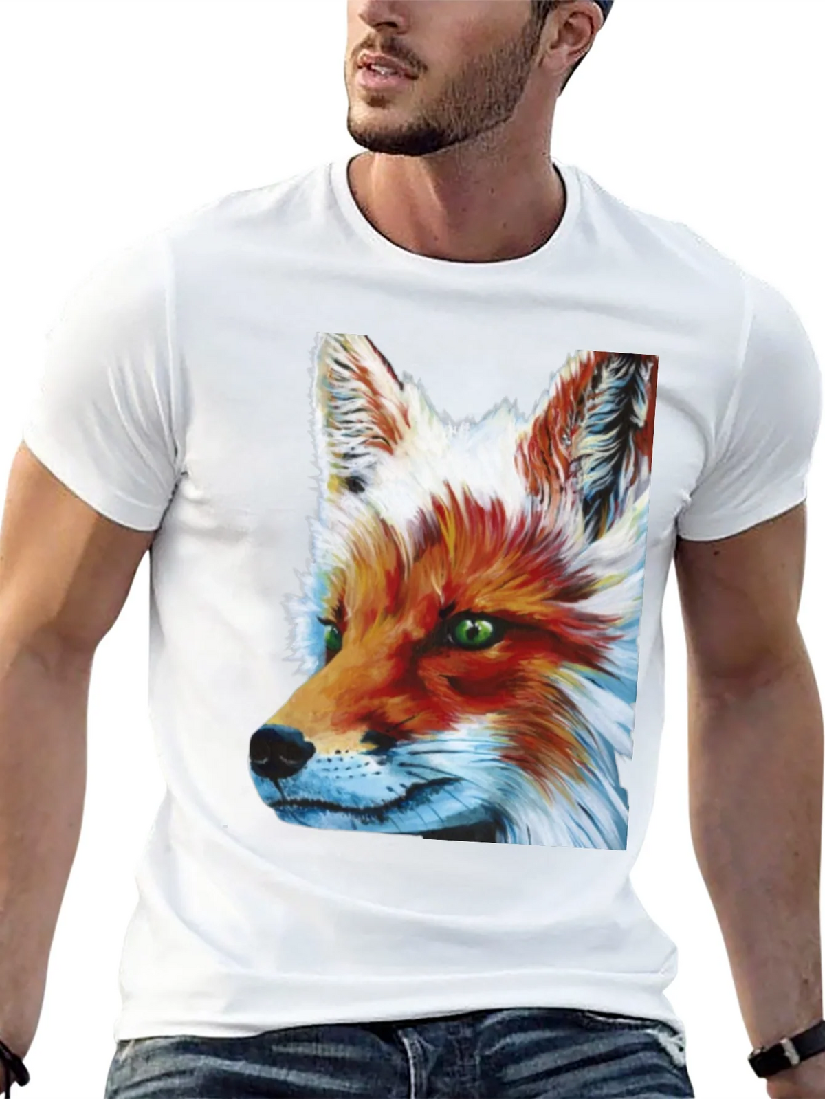 Fox Portrait Graphic Tee - Trendy Mens Black T-Shirt product image 3