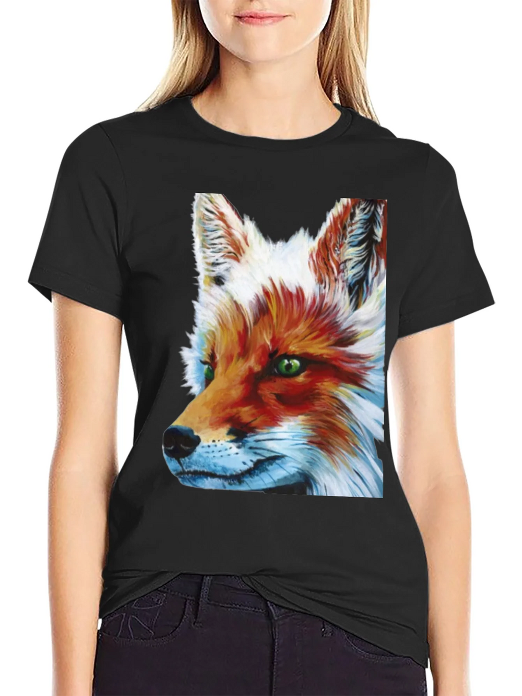 Fox Portrait Graphic Tee - Trendy Mens Black T-Shirt product image 1