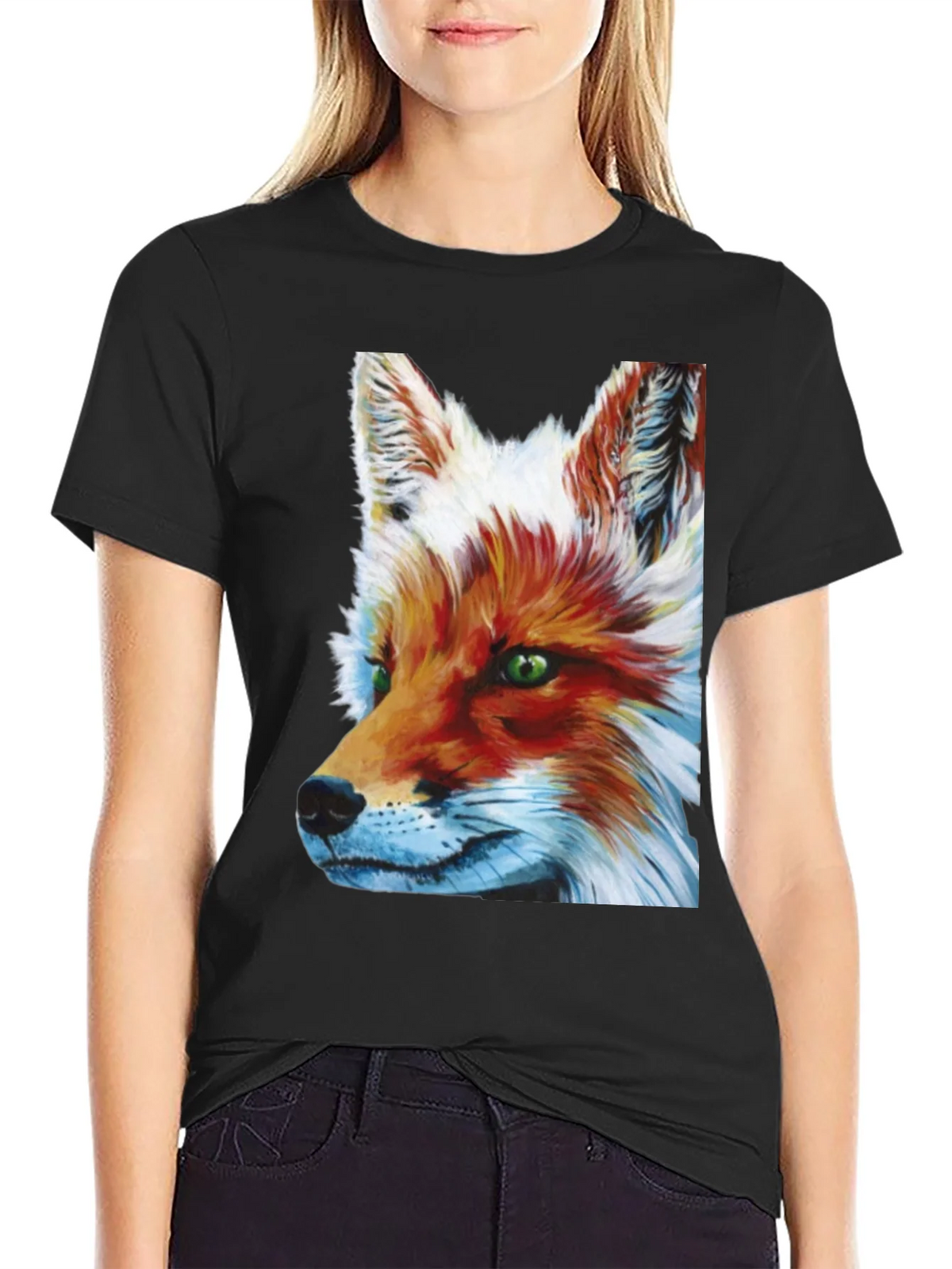 Fox Portrait Graphic Tee - Trendy Mens Black T-Shirt product image 1