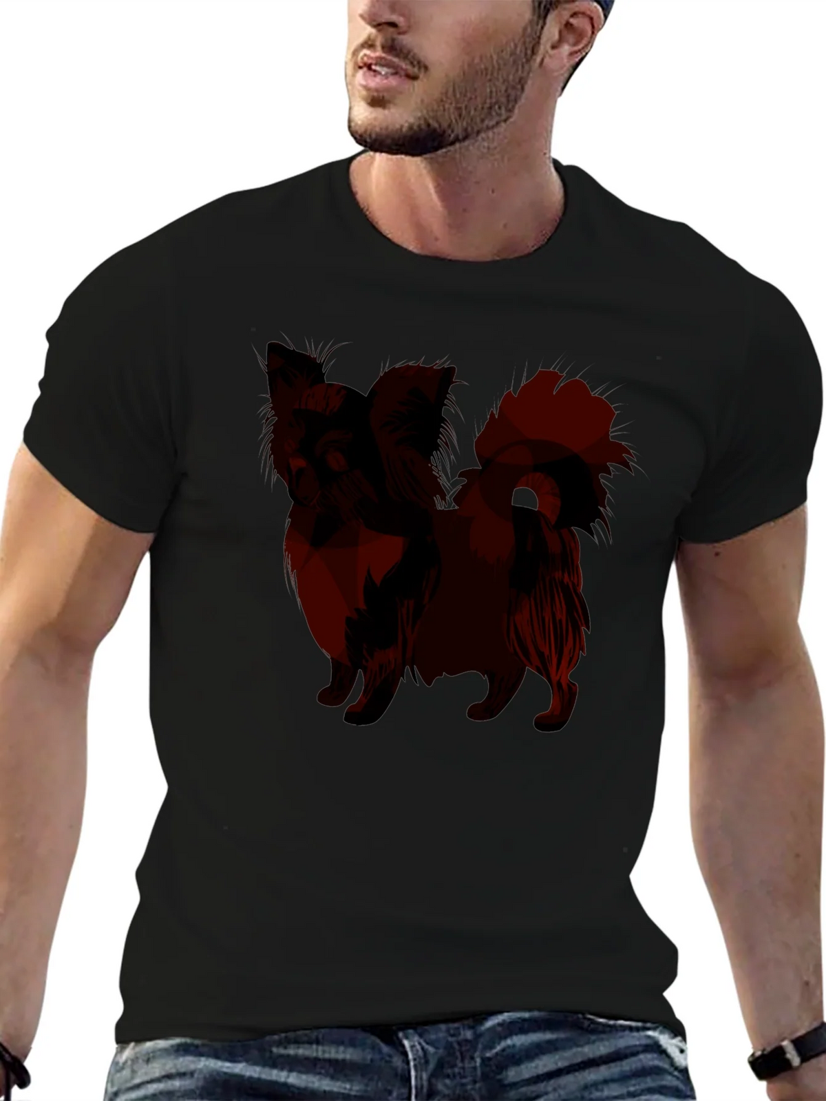 Mens Black T-Shirt with Dog Graphic product image 6