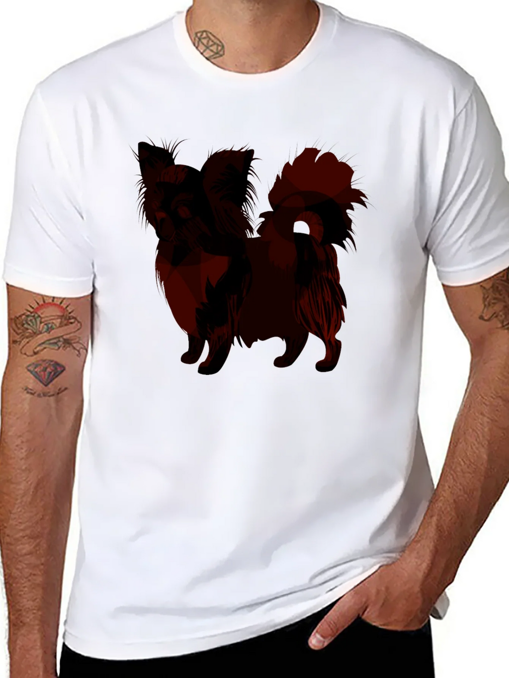 Mens Black T-Shirt with Dog Graphic product image 7