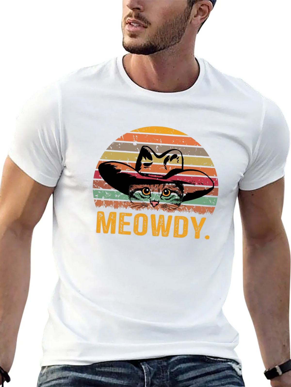 Meowdy Cat Cowboy Graphic T-Shirt product image 4
