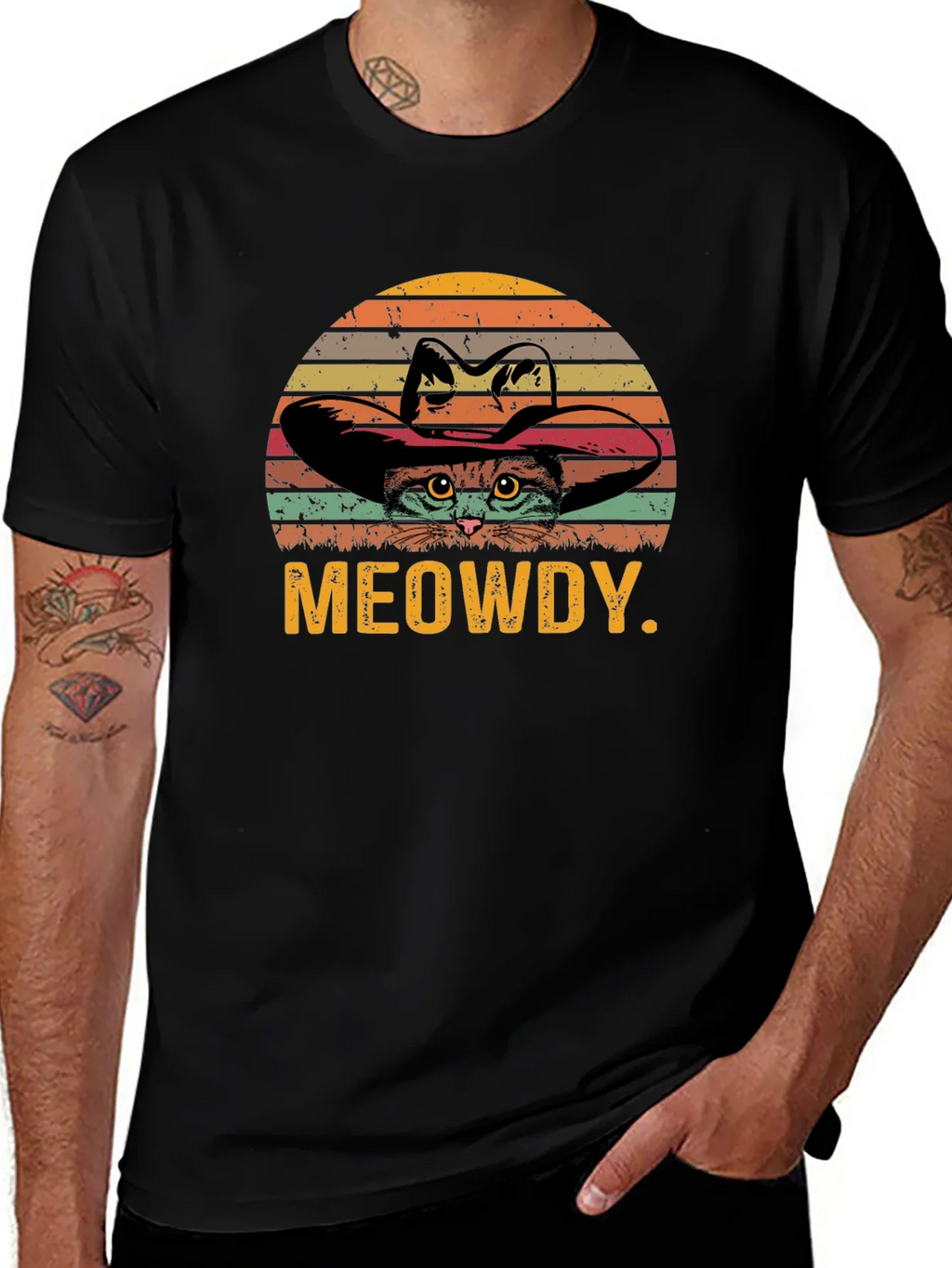 Meowdy Cat Cowboy Graphic T-Shirt product image 1