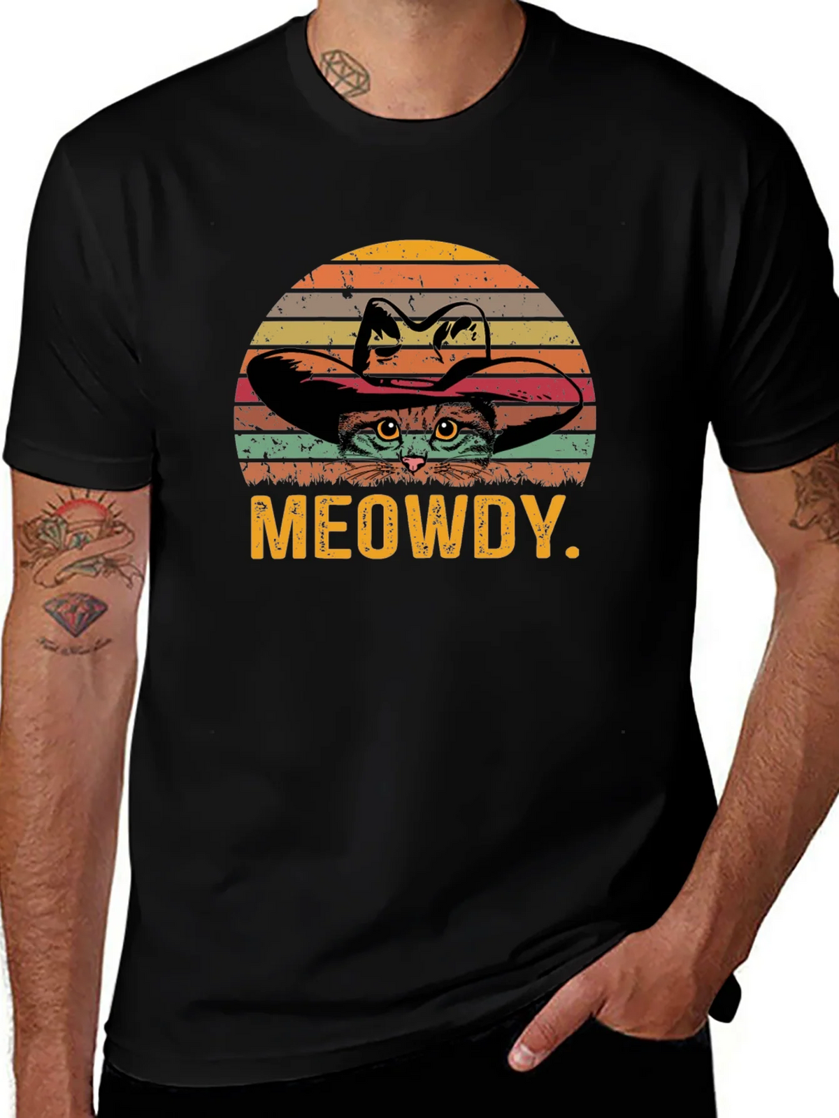 Meowdy Cat Cowboy Graphic T-Shirt product image 1