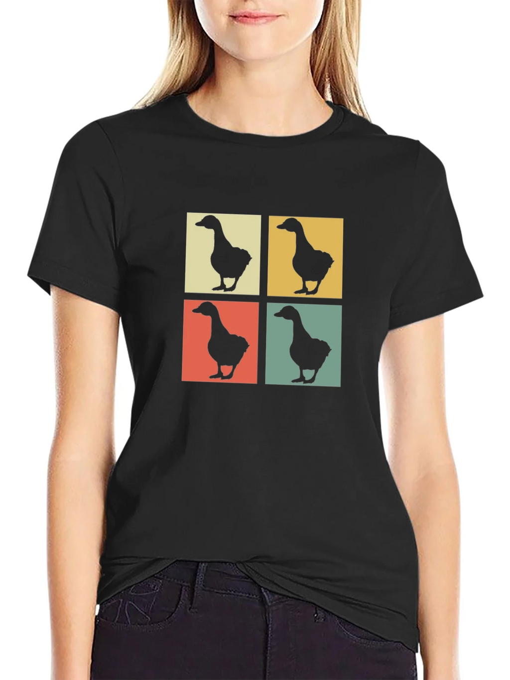 Retro Goose Pop Art Black T-Shirt product image 2