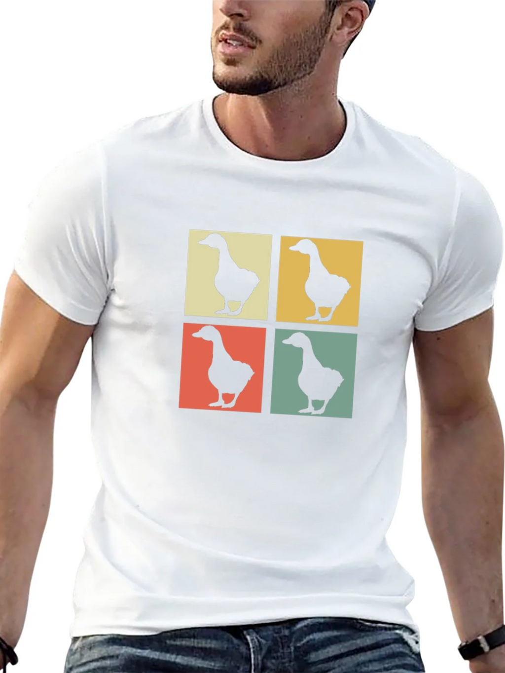Retro Goose Pop Art Black T-Shirt product image 12