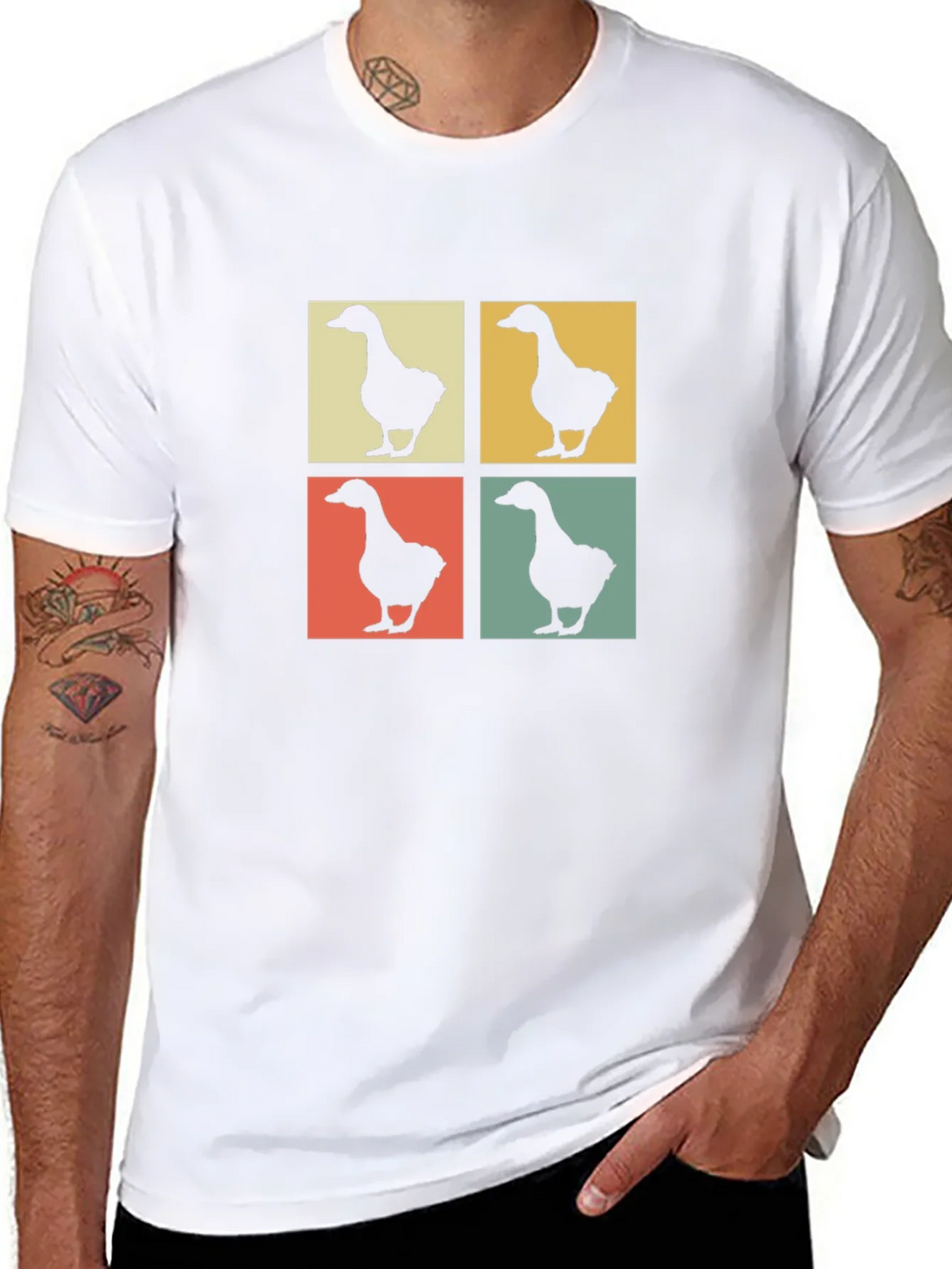 Retro Goose Pop Art Black T-Shirt product image 7