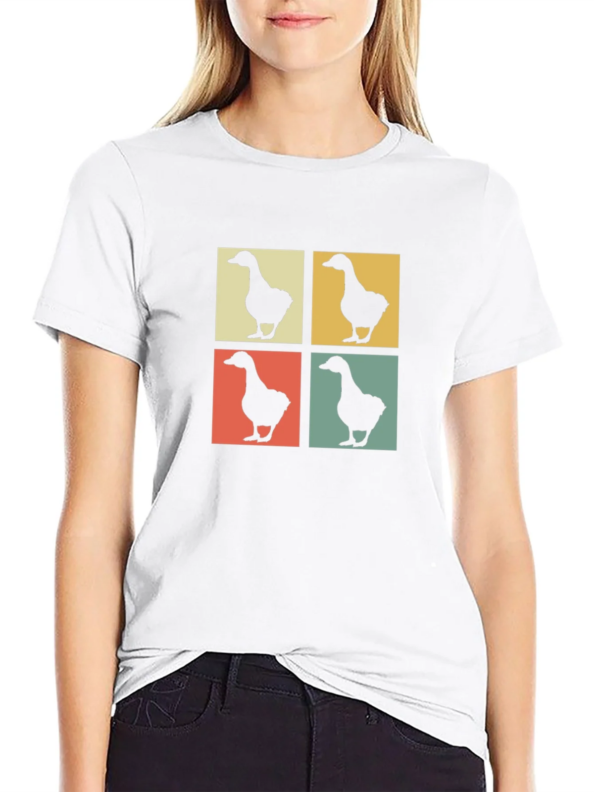 Retro Goose Pop Art Black T-Shirt product image 8