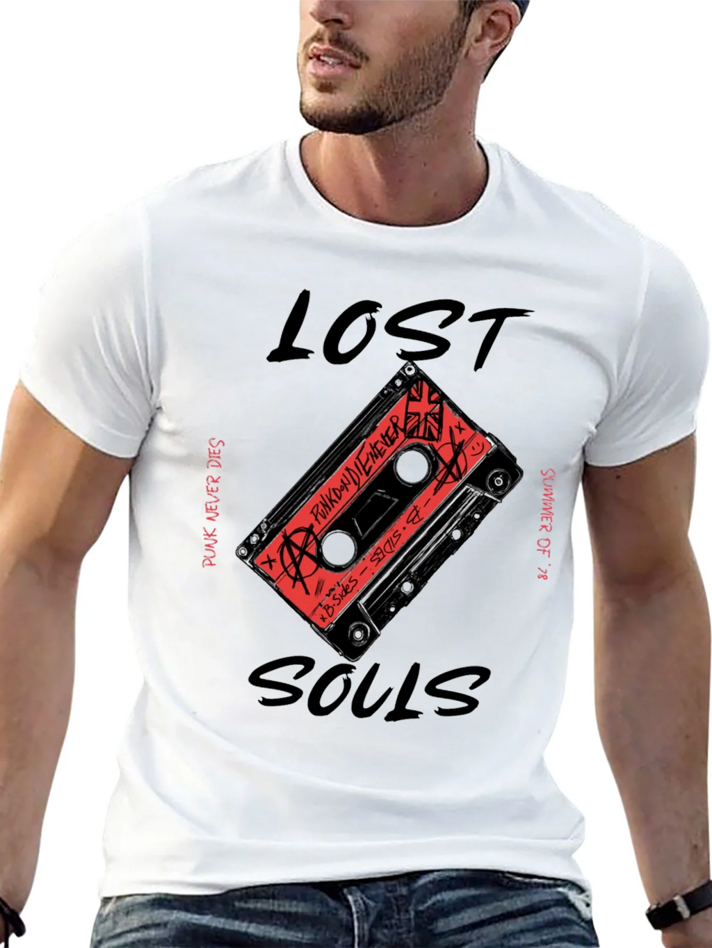 Lost Souls Punk Rock Cassette Graphic T-Shirt product image 2