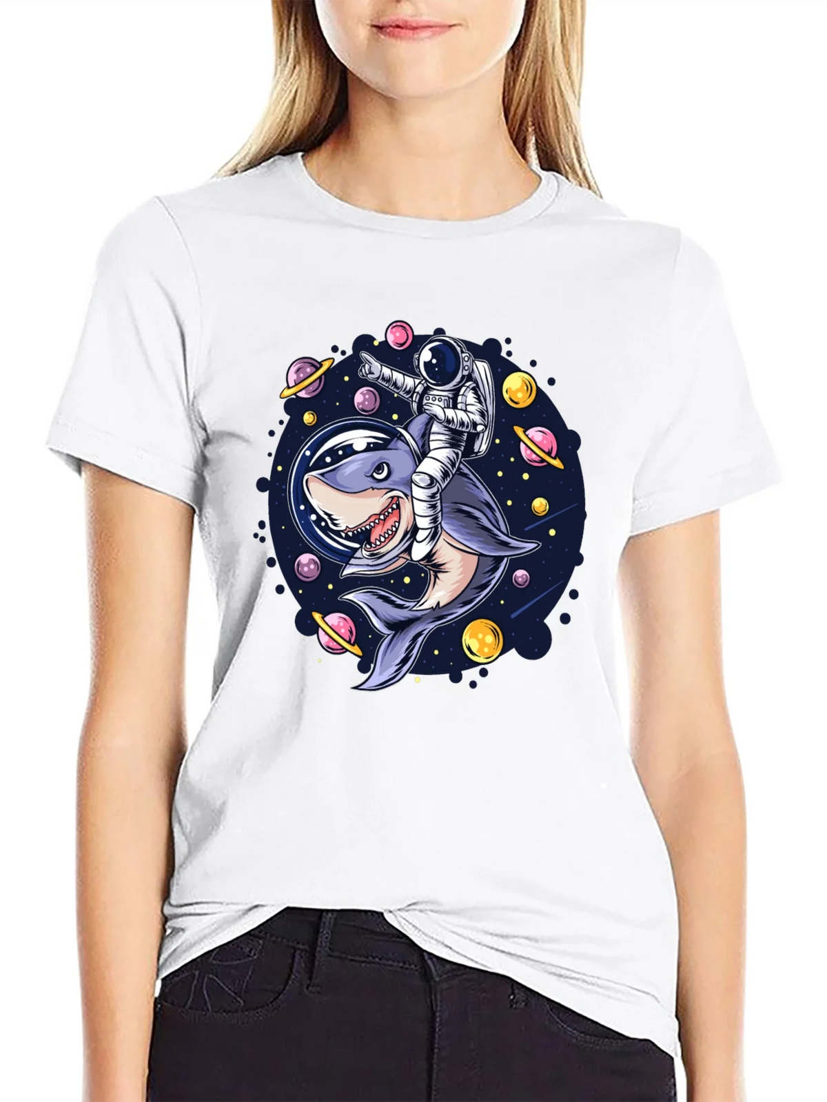 Astronaut Shark Rider Graphic Tee product image 8