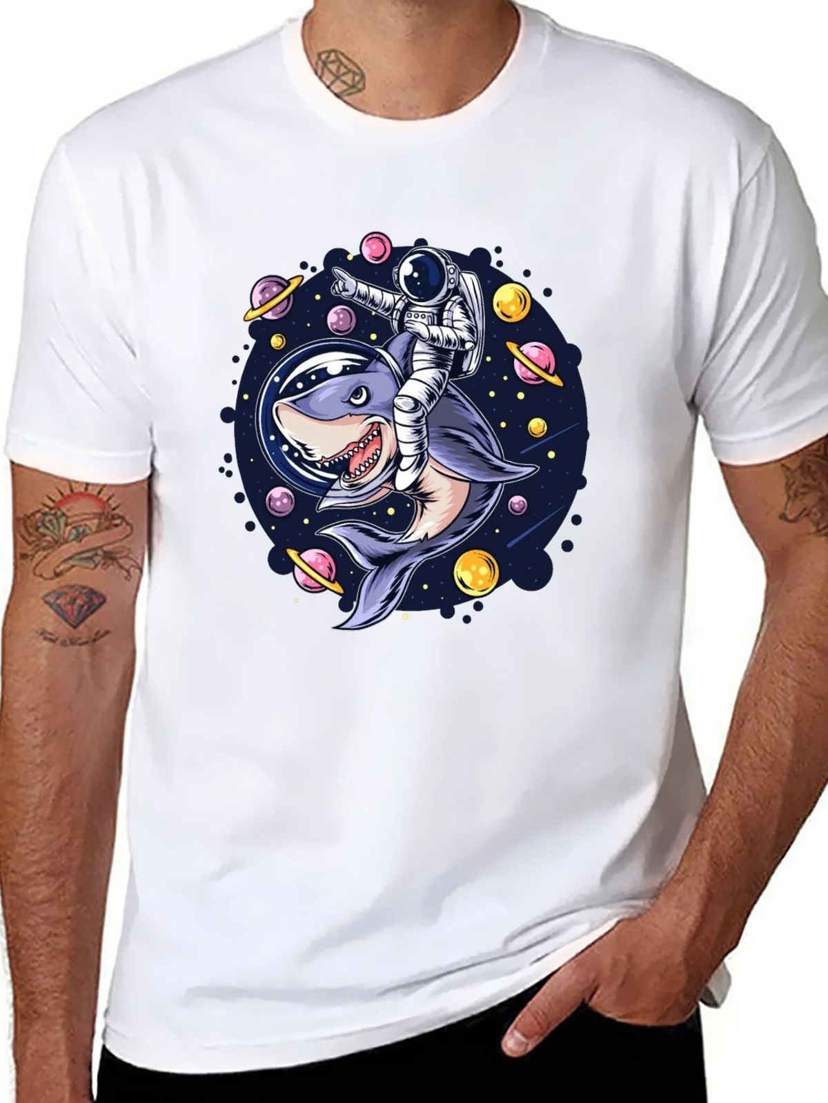 Astronaut Shark Rider Graphic Tee product image 7