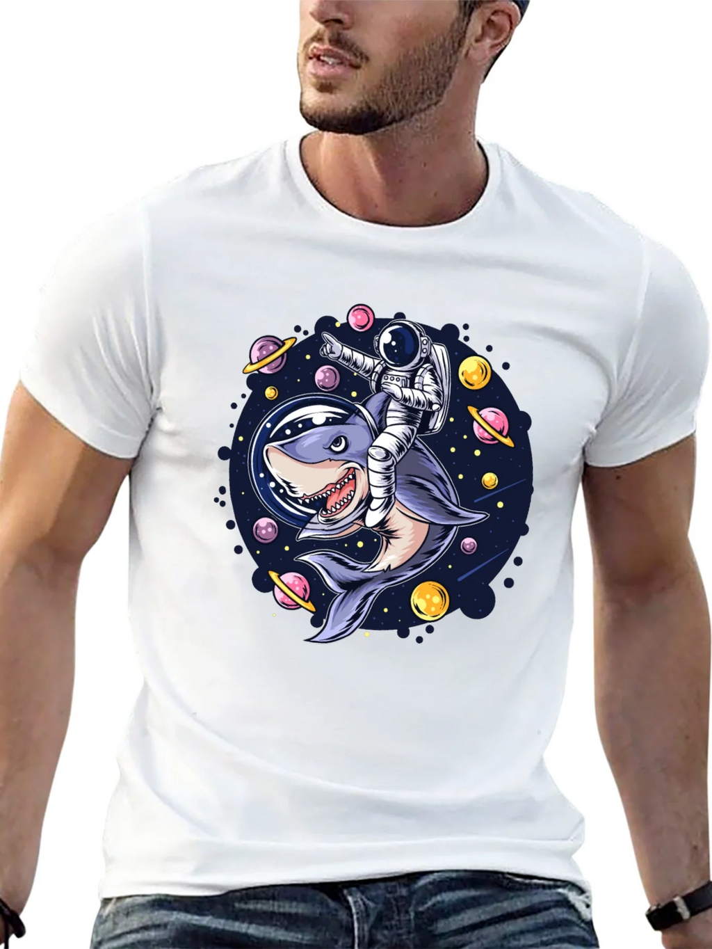 Astronaut Shark Rider Graphic Tee product image 12