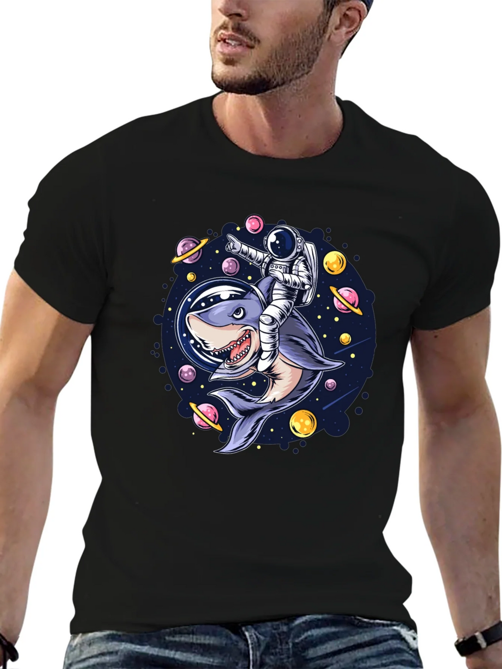 Astronaut Shark Rider Graphic Tee product image 6