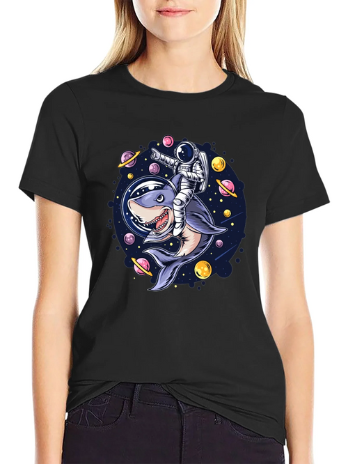 Astronaut Shark Rider Graphic Tee product image 2