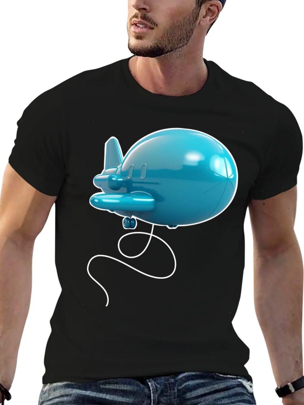 Cartoon Airplane Graphic Tee - Black T-Shirt product image 5