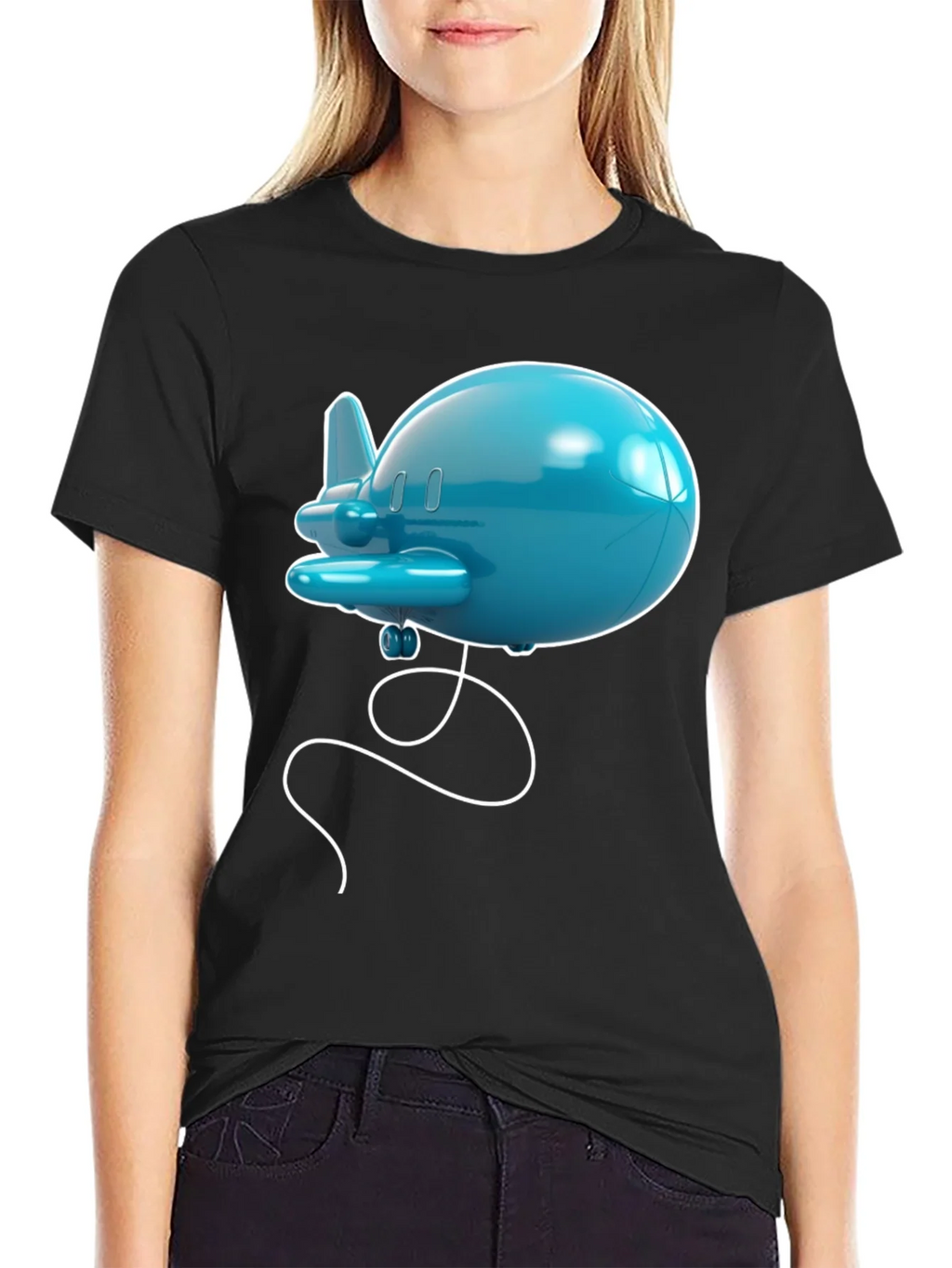 Cartoon Airplane Graphic Tee - Black T-Shirt product image 2