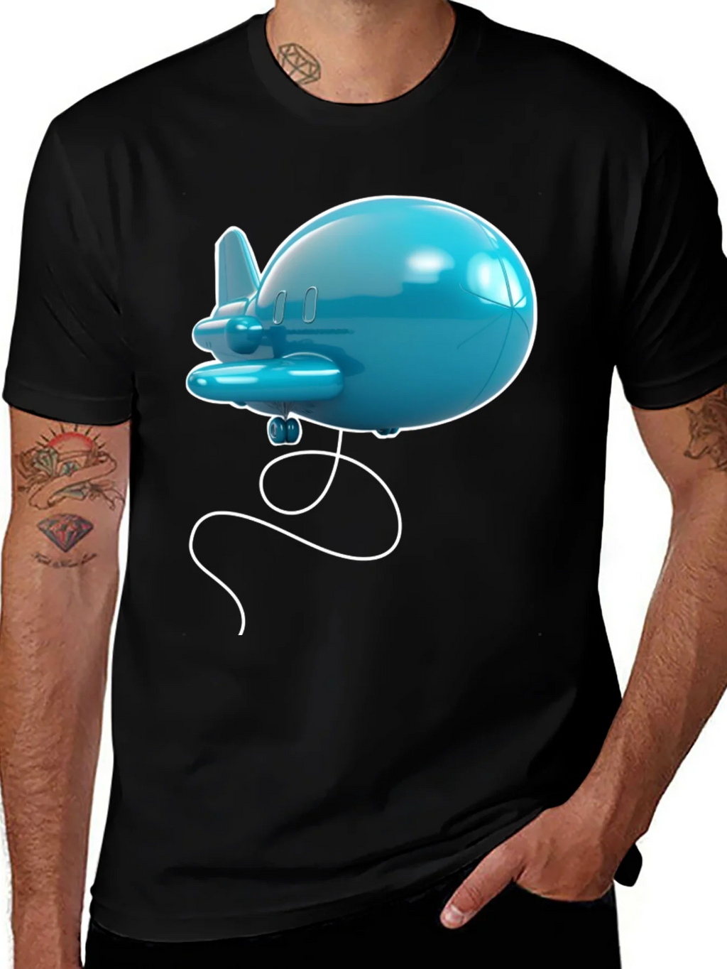 Cartoon Airplane Graphic Tee - Black T-Shirt product image 1