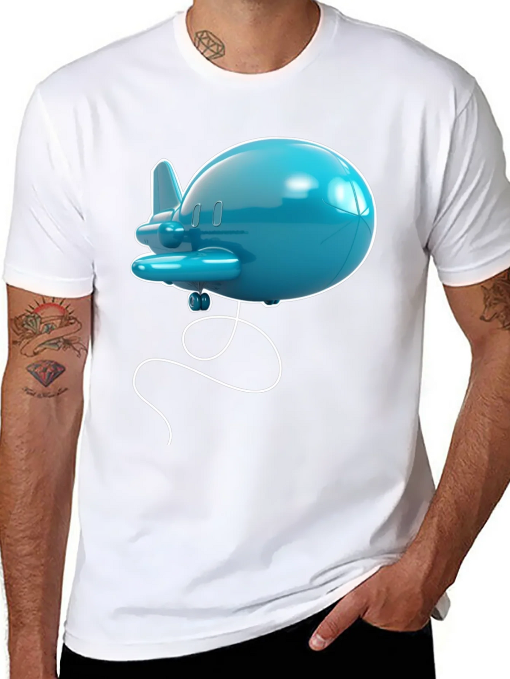 Cartoon Airplane Graphic Tee - Black T-Shirt product image 6