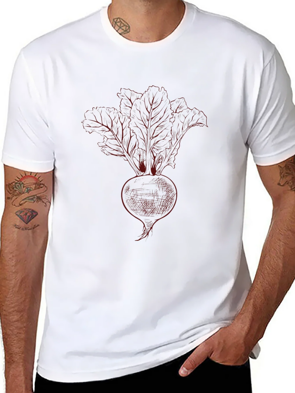 Beetroot Sketch Graphic Tee - Black Cotton T-Shirt product image 7
