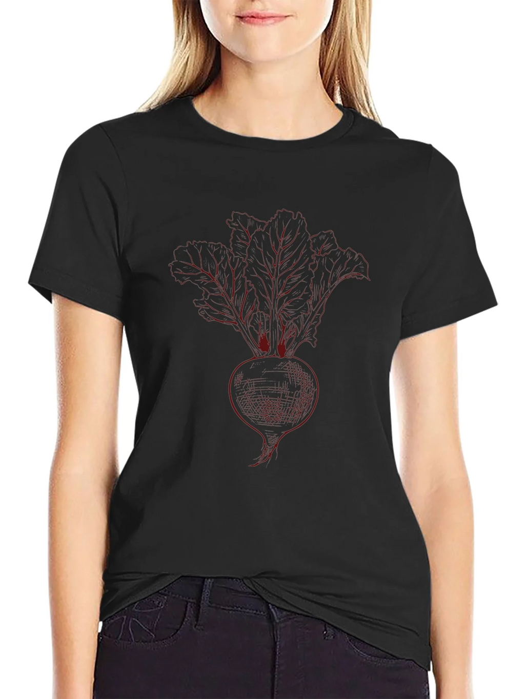Beetroot Sketch Graphic Tee - Black Cotton T-Shirt product image 2